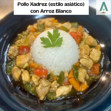 Pollo Xadrez (estilo asiático) con Arroz Blanco